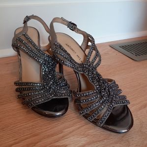 Antonio Melani Silver 4-inch Jewel Encrusted Heels